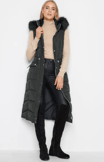 Women's Sleeveless Parka Puffer Coat In Black