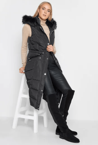 Women's Sleeveless Parka Puffer Coat In Black