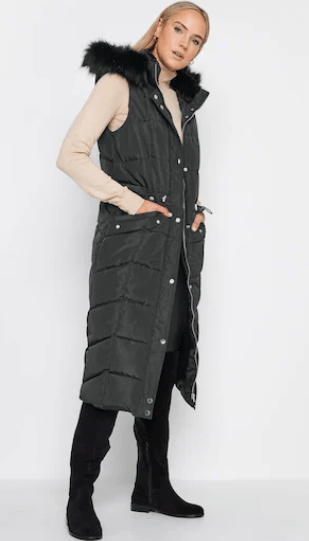 Women's Sleeveless Parka Puffer Coat In Black