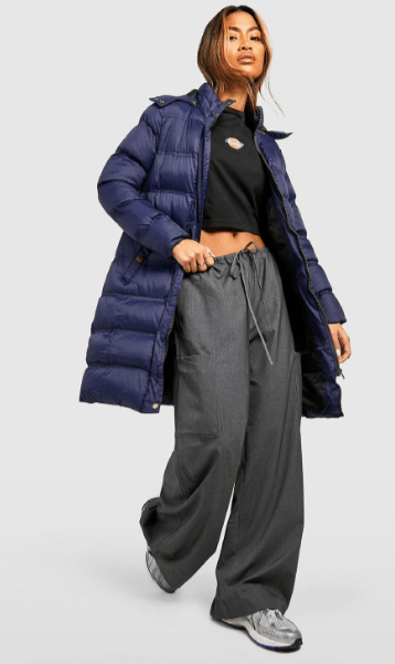 Women's Hooded Parka Puffer Coat In Blue